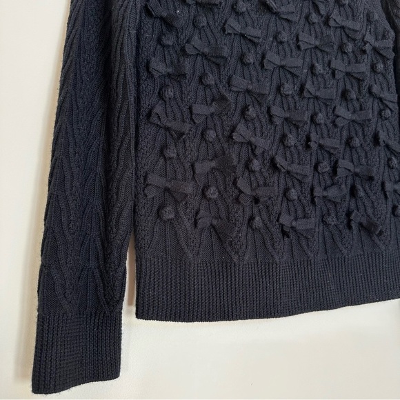 RED Valentino Black Wool Cable Knit Bow Bauble Pullover Sweater - Picture 3 of 8